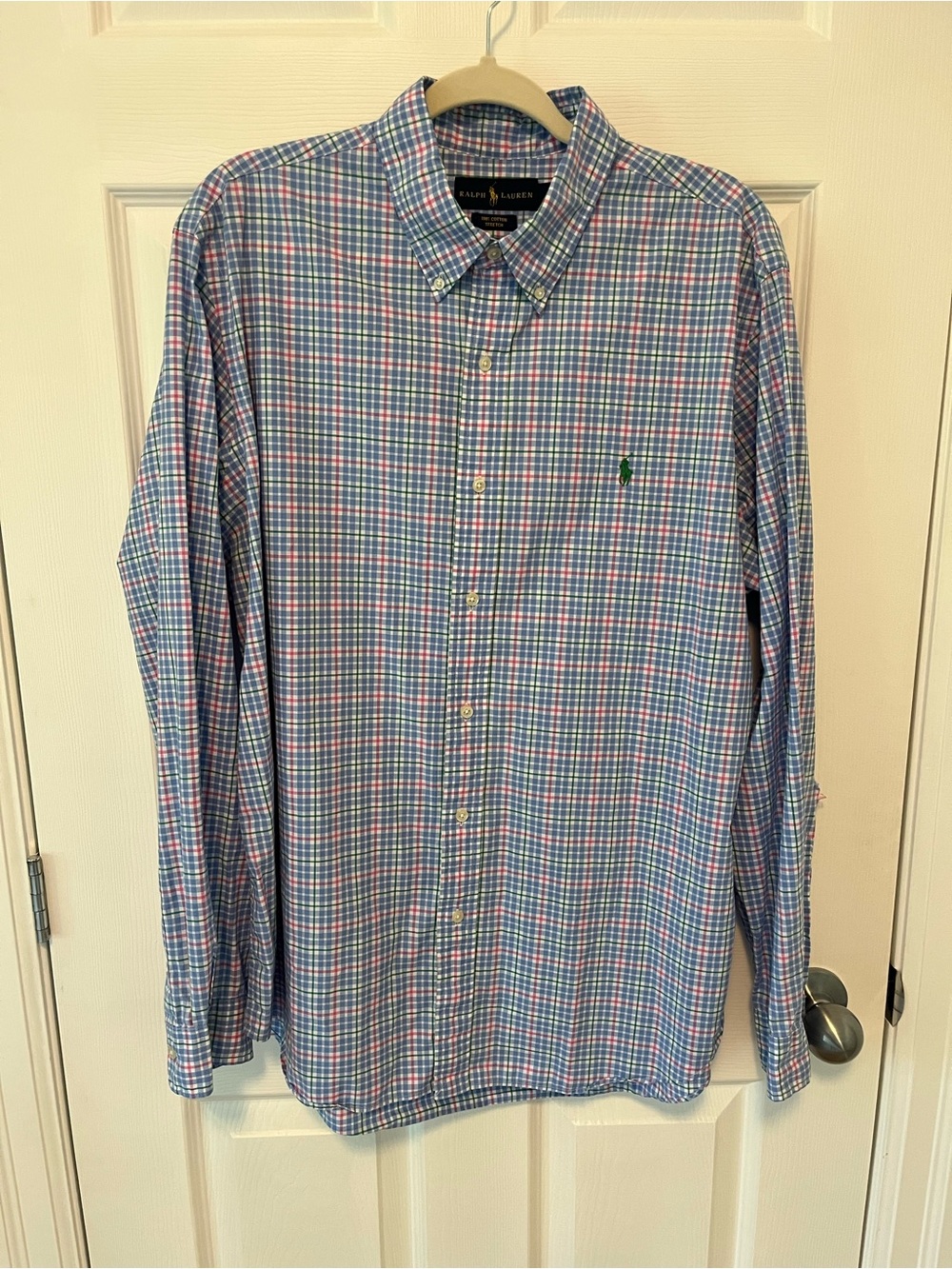 Vintage Ralph Lauren Blue, Pink & White Multi-Check Button-Down Shirt -XL